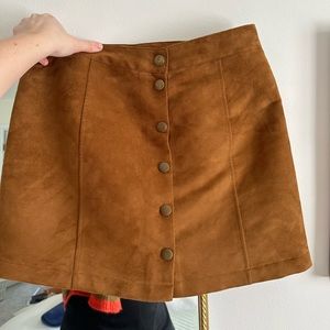 Brown Suede Mini Button Skirt - Old Navy